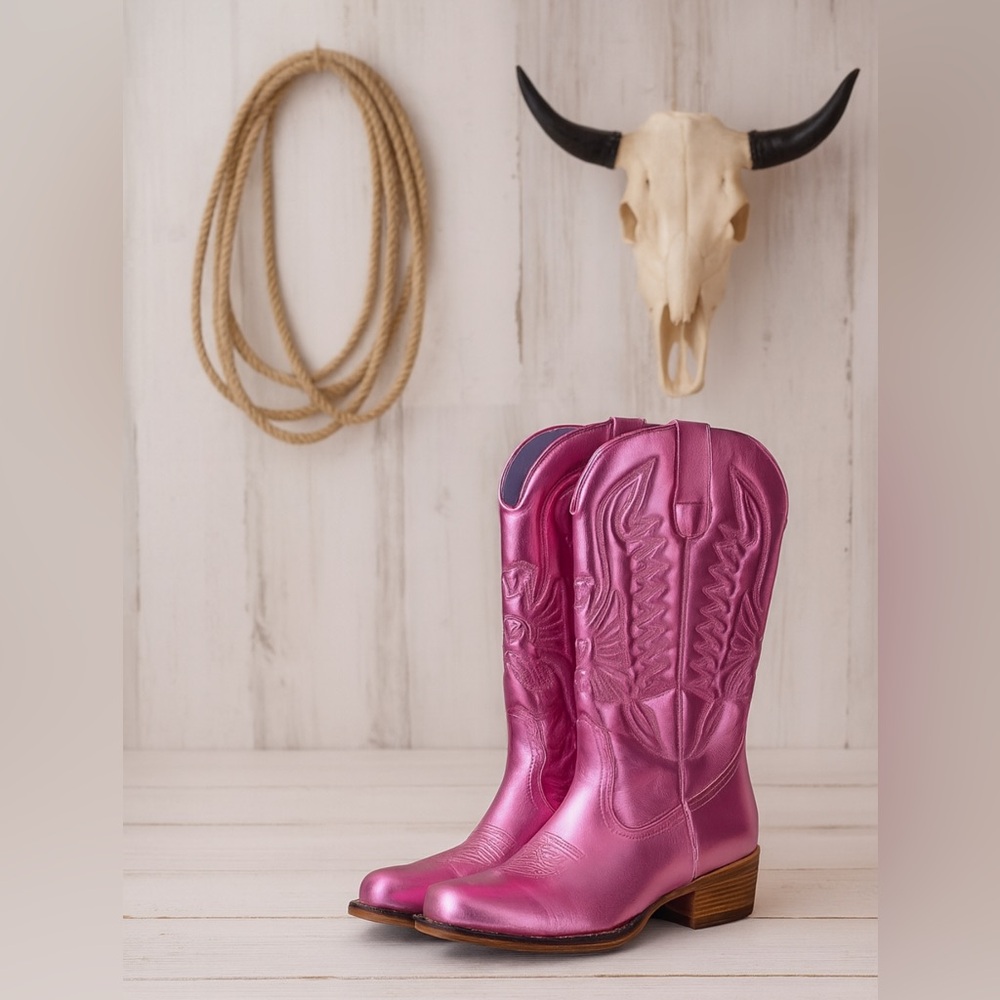 IUV metallic Pink Heeled Cowboy Boots. 💕 hot item!